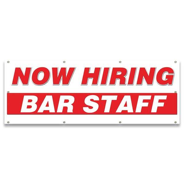 Now Hiring Bar Staff Banner Apply Inside Accepting Application Single Sided